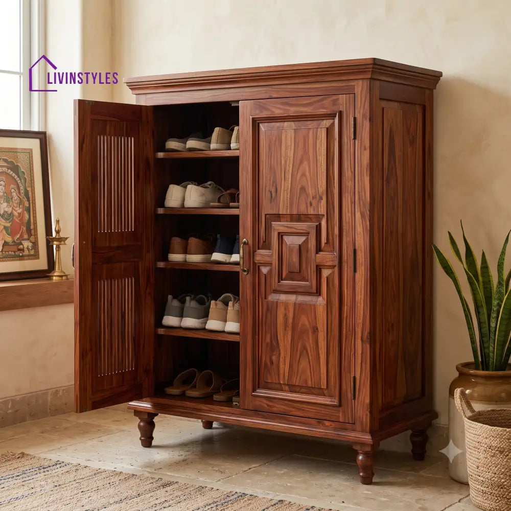 Kamakshi Wooden Shoe Rack for Home | Shoe Cabinet