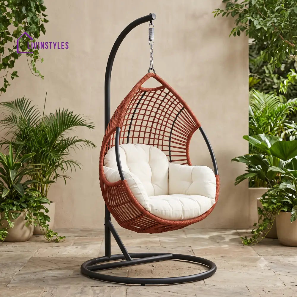 Kamil Premium MS Frame with Powder Coated Outdoor Swing Chair with Stand