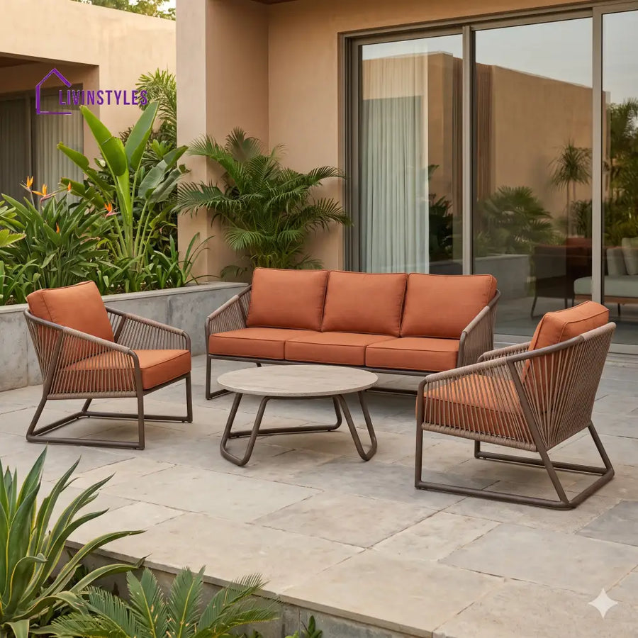 Kamila Premium MS Frame with Powder Coated Outdoor Sofa Set with Weather Proof Fabric