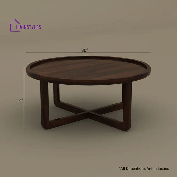 Kanak Round Coffee Table (Walnut Finish)