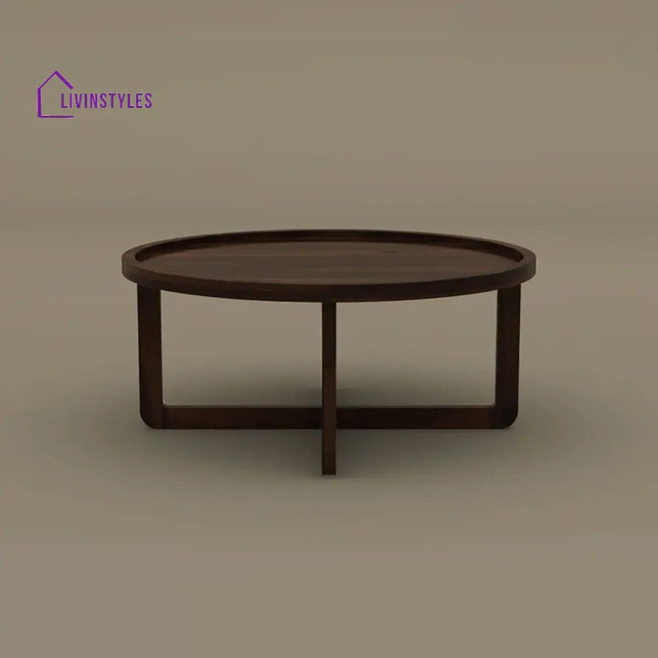 Kanak Round Coffee Table (Walnut Finish)