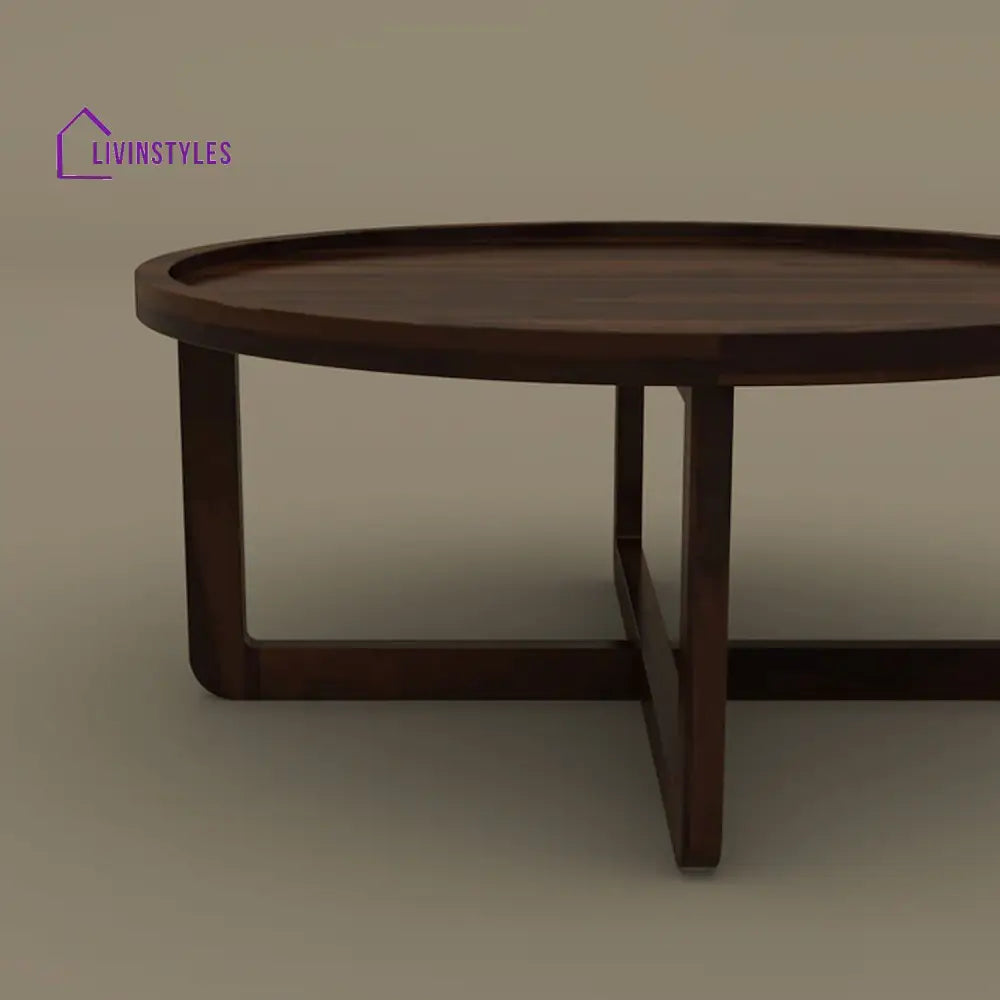 Kanak Round Coffee Table (Walnut Finish)