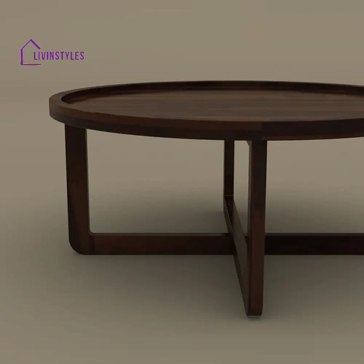 Kanak Round Coffee Table (Walnut Finish)