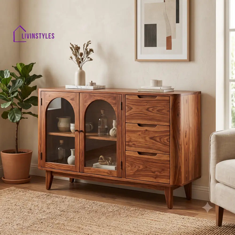 Kanchana Premium Sheesham Wood Sideboard and Cabinet for Living Room