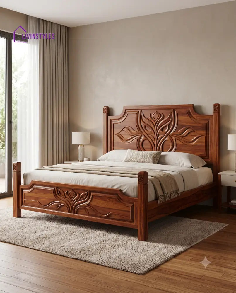 Kanchana Wooden Bed | Solid Wood Double Bed | Wooden King size bed & Wooden Queen size bed