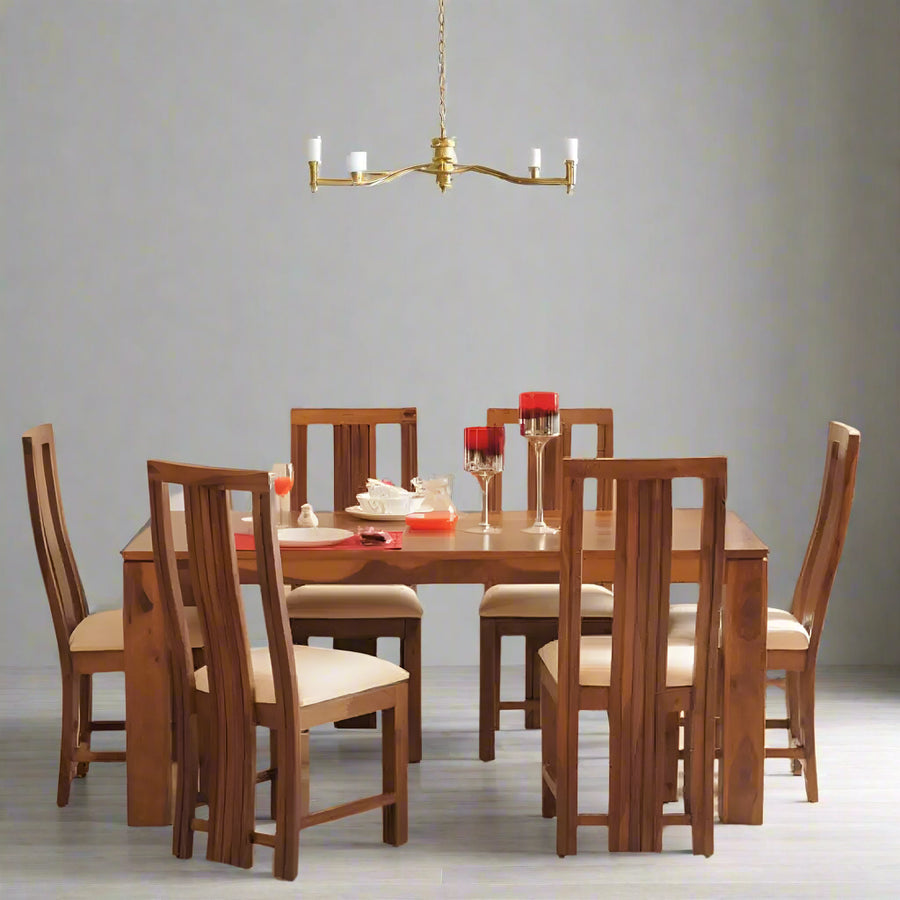 Kanika Dining Set Six Seater (Honey Finish)