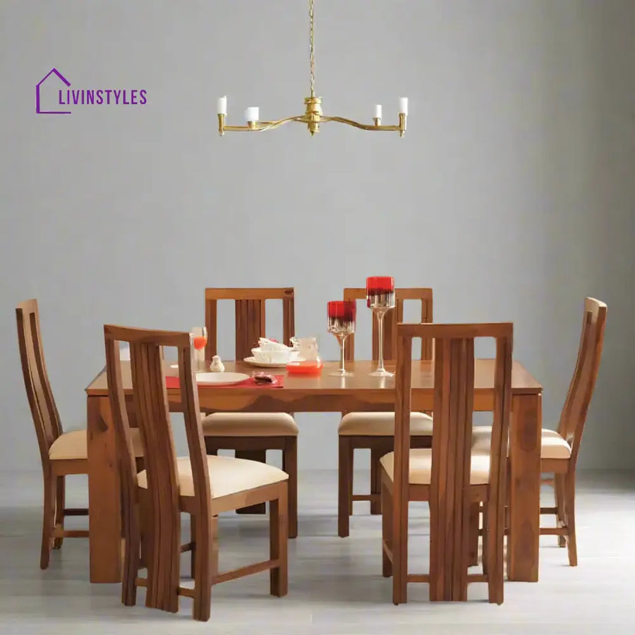 Kanika Dining Set Six Seater (Honey Finish)