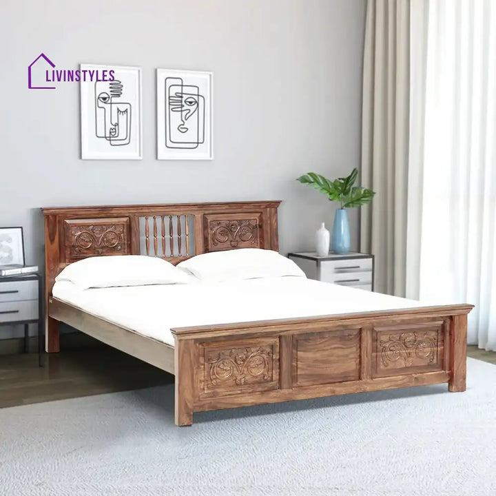 Devanti Traditional Solid Wood Beds Queen / Natural Bed without storage