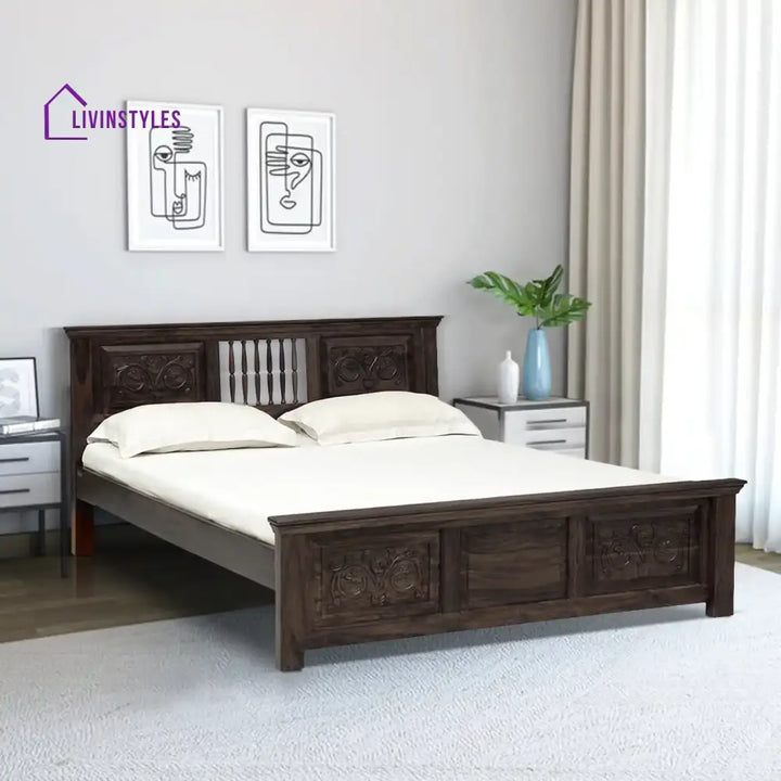 Devanti Traditional Solid Wood Beds Queen / Walnut Bed without storage