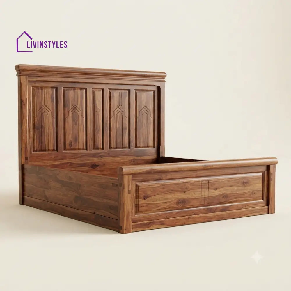 Kanishka Sheesham Wood Bed With Box Storage | Wooden Bed