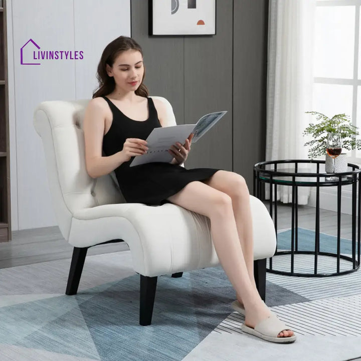 Kanishka Solid Wood and Fabric Arm Chair | Living Room Chair | Lounge Chair