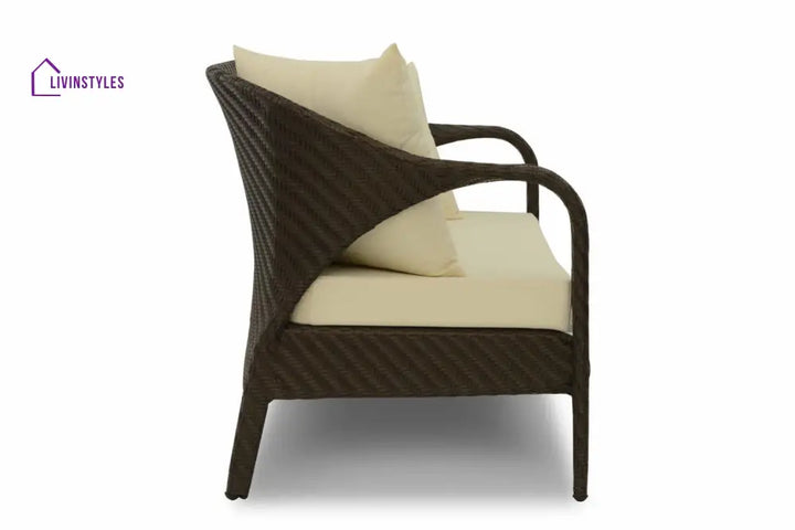 Kanva Outdoor 2 Seater Sofa (Dark Brown +Beige) - Sofa Sets