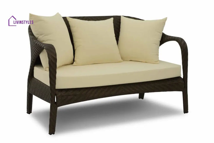 Kanva Outdoor 2 Seater Sofa (Dark Brown +Beige) - Sofa Sets