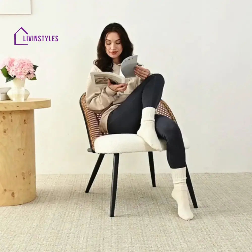 Kanvika Solid Wood and Fabric Arm Chair | Living Room Chair | Lounge Chair