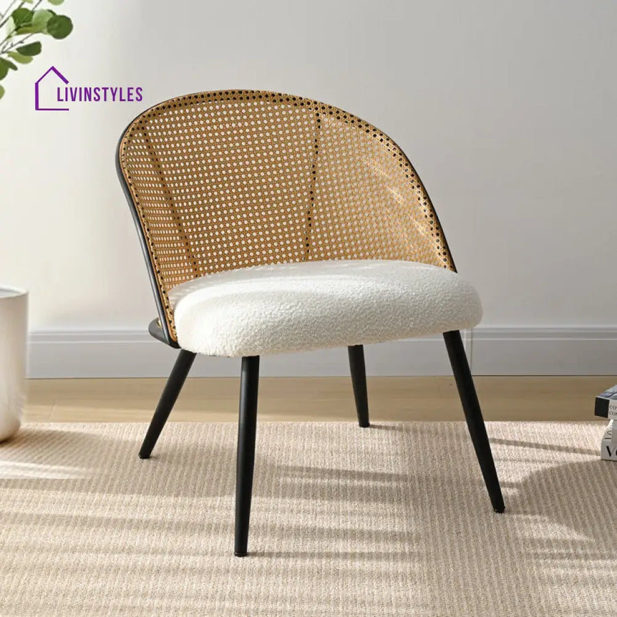 Kanvika Solid Wood and Fabric Arm Chair | Living Room Chair | Lounge Chair