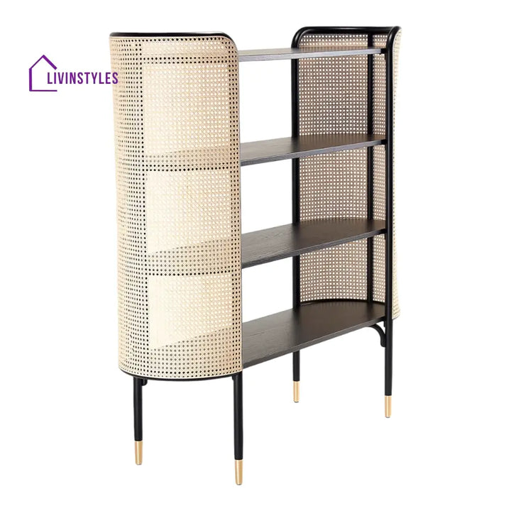 Kapiton Rattan Bookshelf Black Mango Wood & Rattan