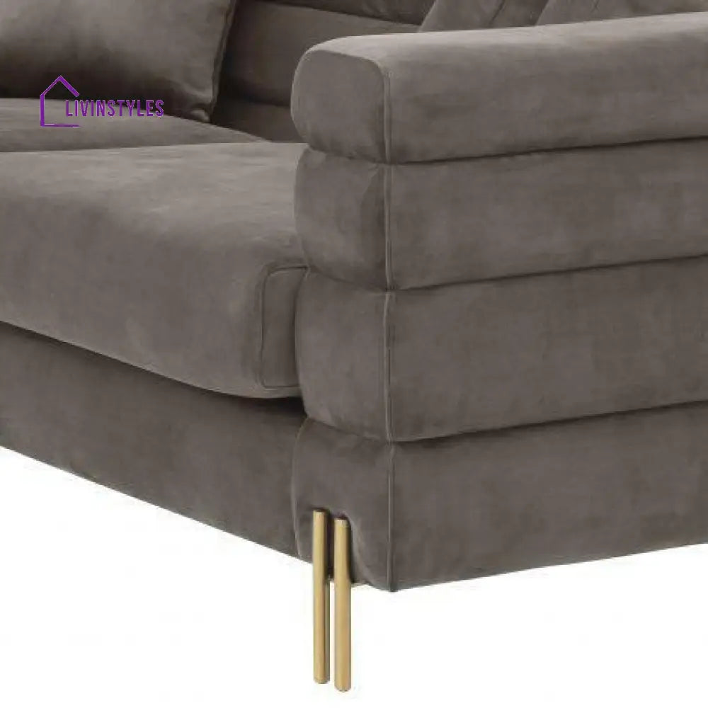 Kapiton Sofa York Sovana Grey Velvet and Steel Legs Living