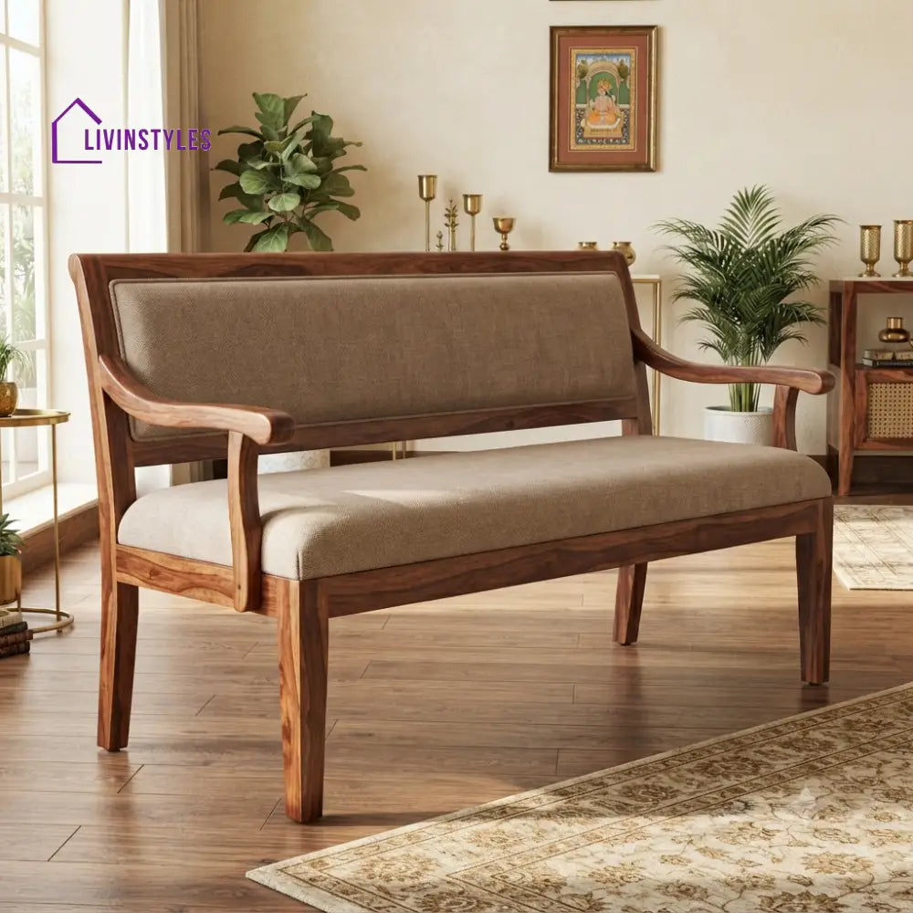 Kaptaan Wooden Bench for Living Room | Bedroom | Extra Seating