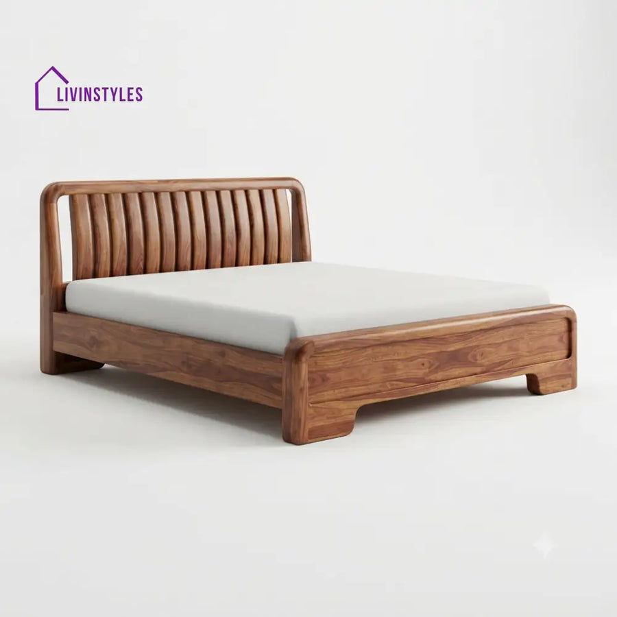 Karabo Wooden Double Bed | King Size Bed | Queen Size Bed - Bed Without Storage