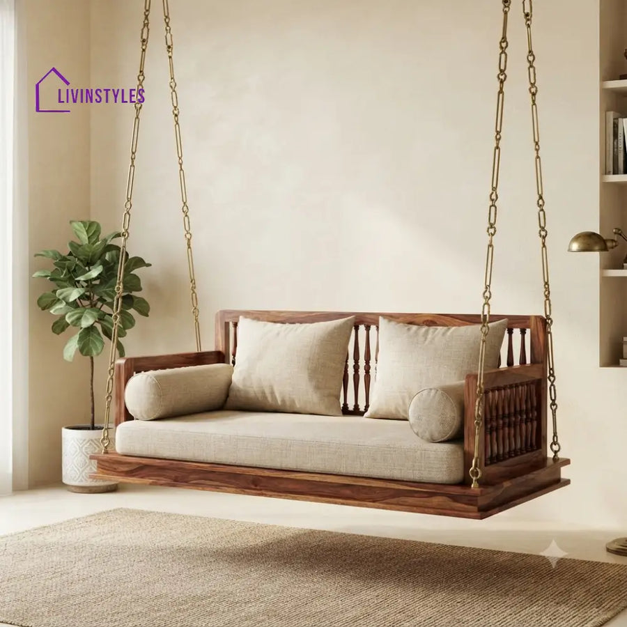 Karim 2 Seater Wooden Swing for Home | Wooden Jhula for home