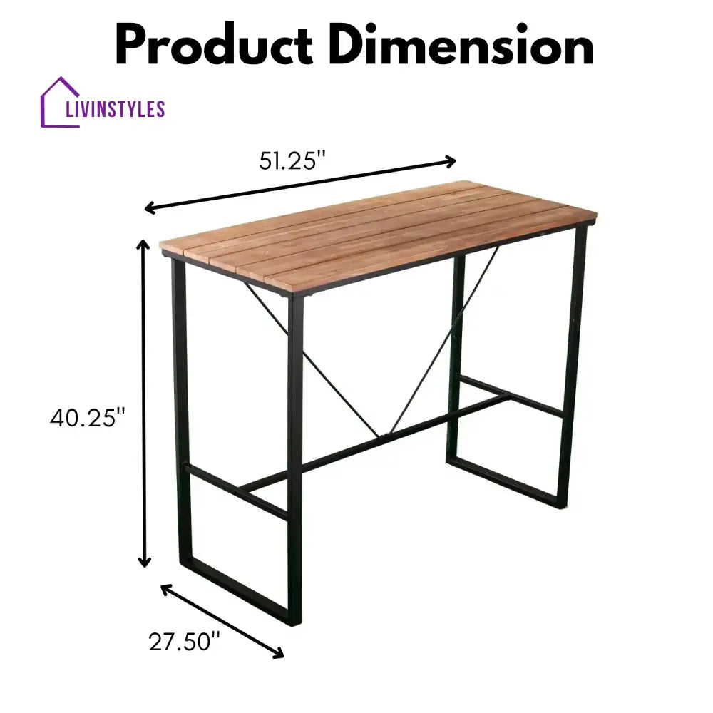 Karima Outdoor Bar Table With Wooden Top - Bar Table