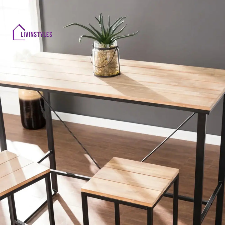 Karima Outdoor Bar Table With Wooden Top - Bar Table