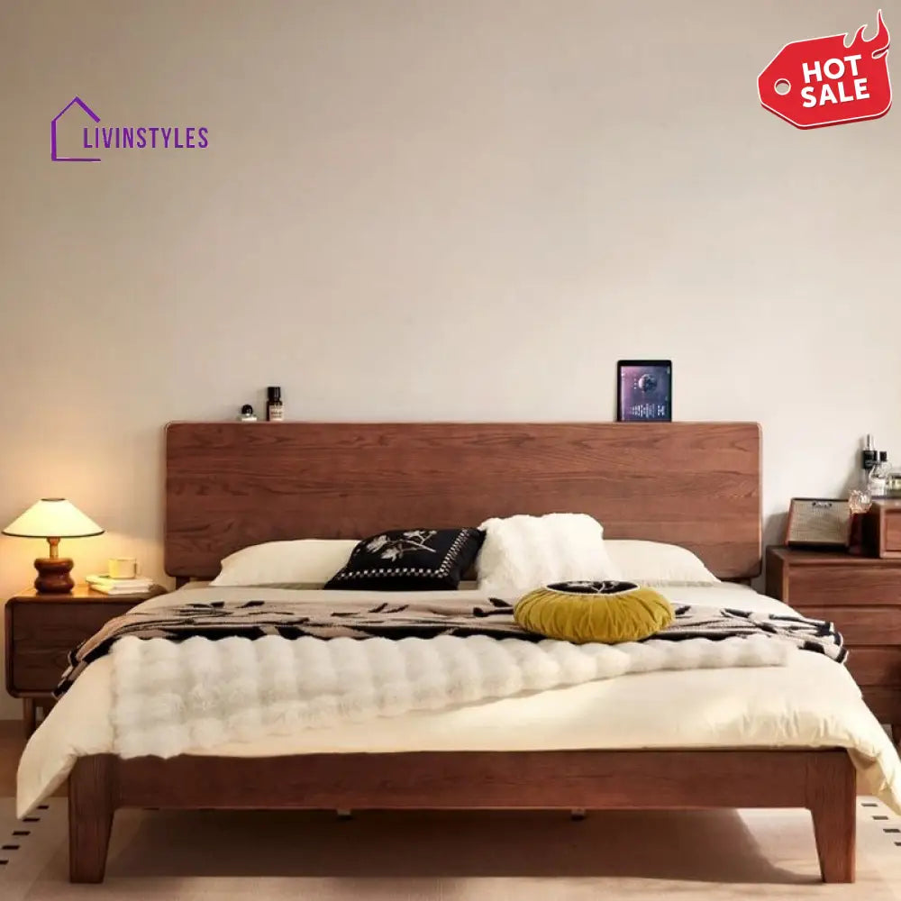 Karina Solid Walnut Wood Bed for Luxury Homes