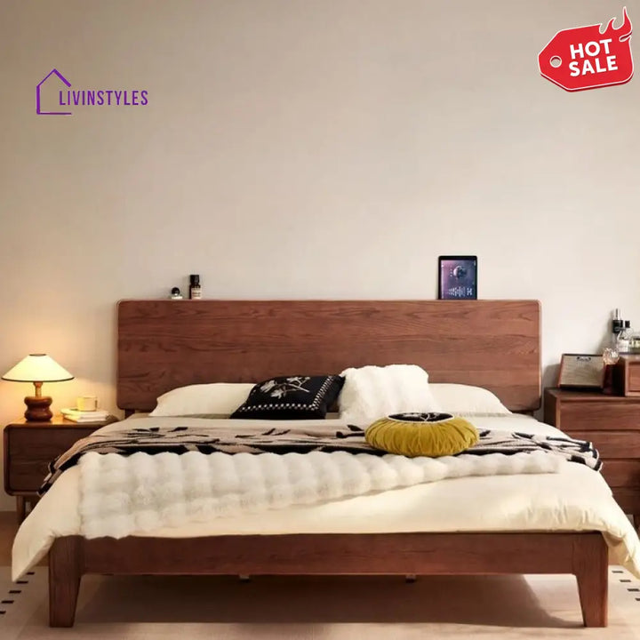 Karina Solid Walnut Wood Bed for Luxury Homes