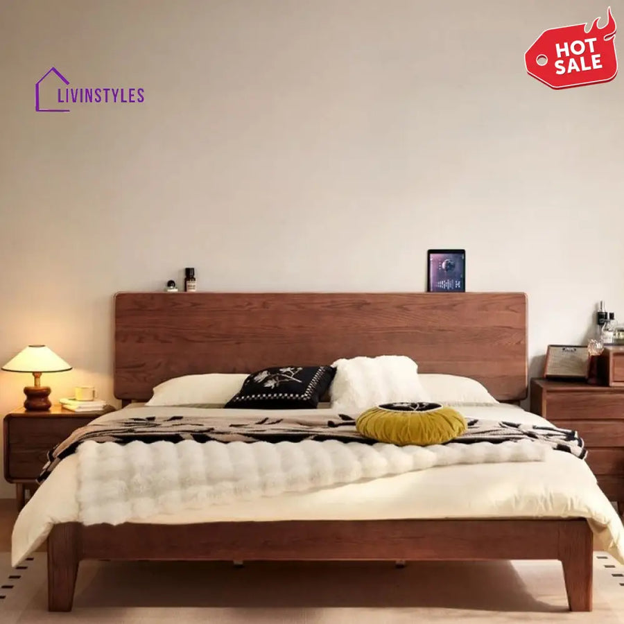 Karina Solid Walnut Wood Bed for Luxury Homes