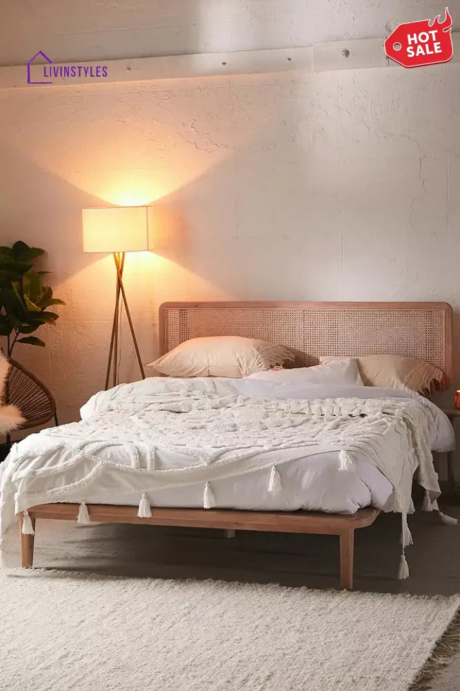 Karina Solid Wood Cane Bed
