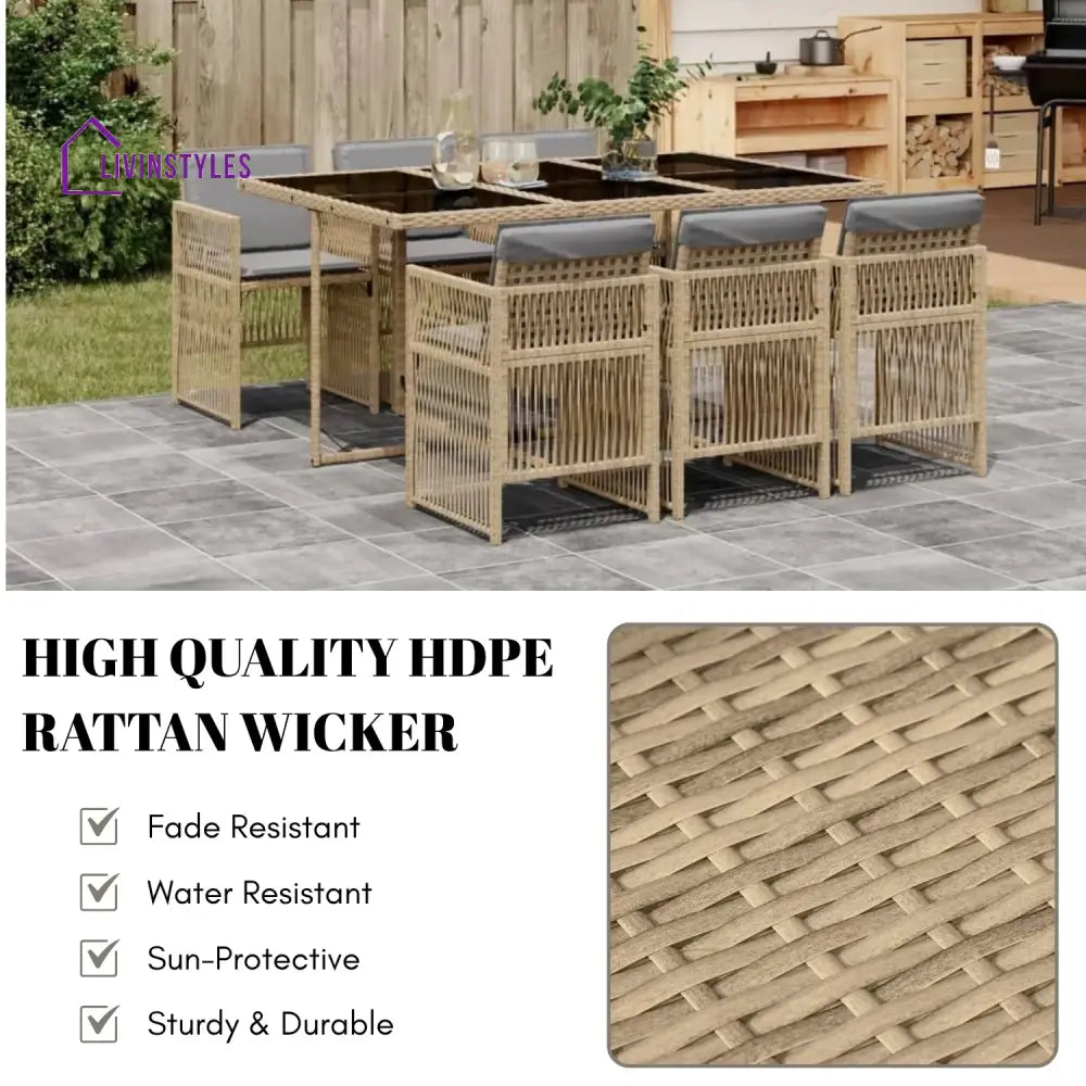 Karine Outdoor Rattan Wicker Dinning Set 7-Piece - Dining Set