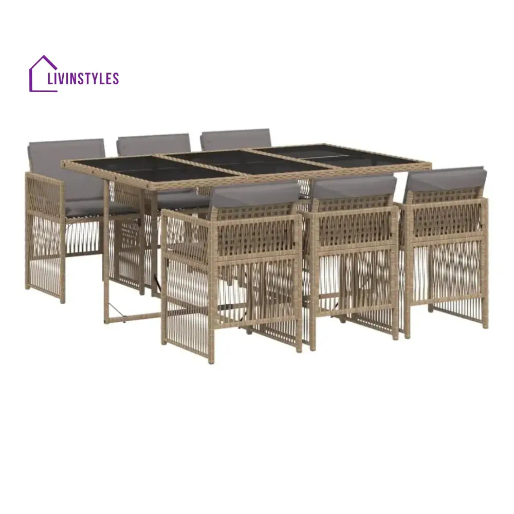 Karine Outdoor Rattan Wicker Dinning Set 7-Piece - Dining Set