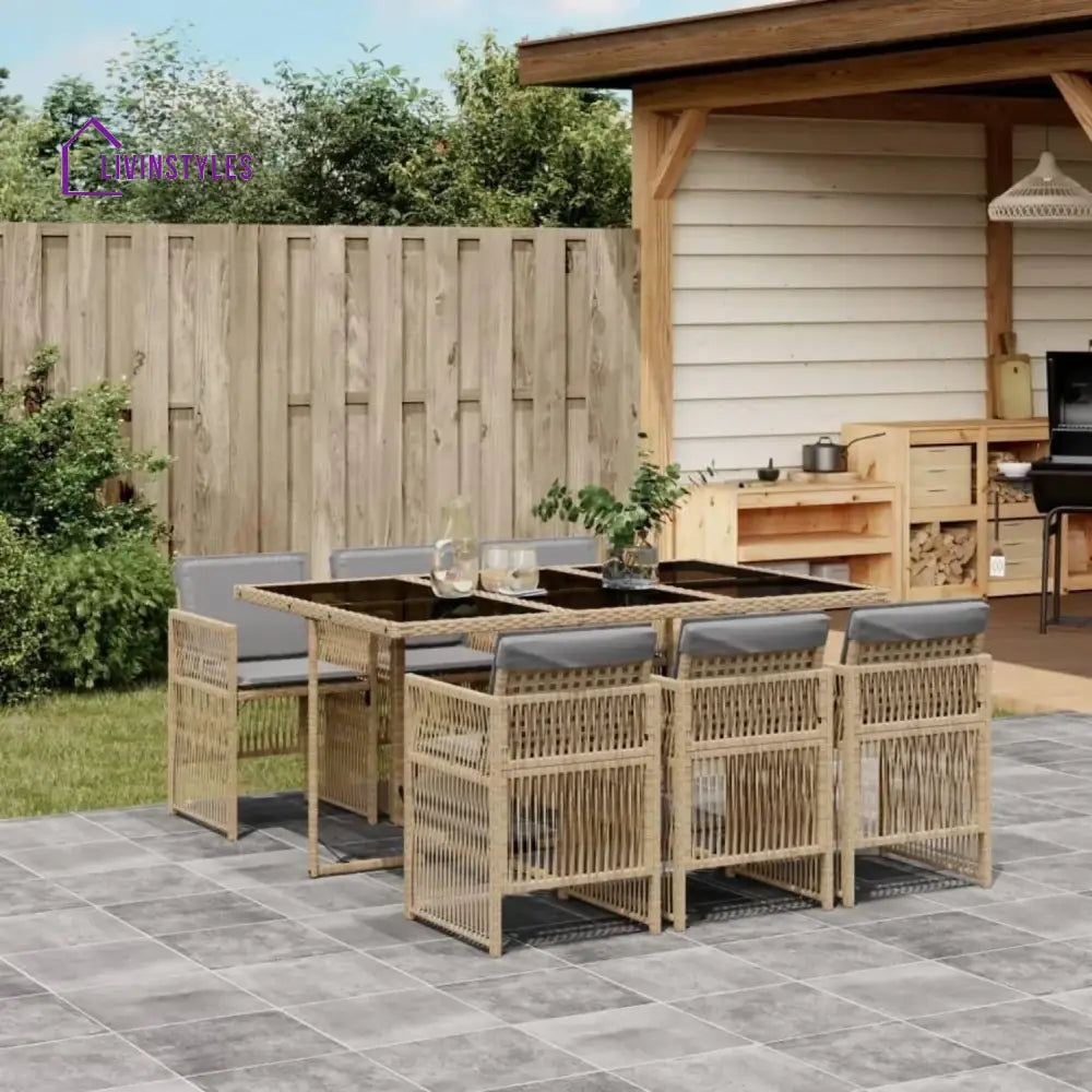 Karine Outdoor Rattan Wicker Dinning Set 7-Piece - Dining Set
