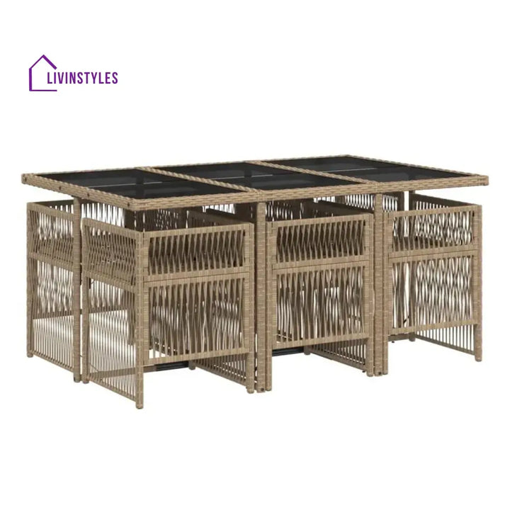 Karine Outdoor Rattan Wicker Dinning Set 7-Piece - Dining Set
