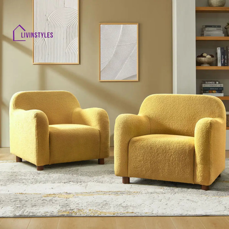 Karisha Solid Wood and Fabric Arm Chair | Living Room Chair | Lounge Chair