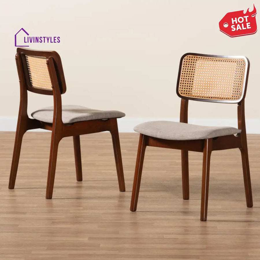 Karishma Solid Wood Rattan Cane Chair - Set Of 2