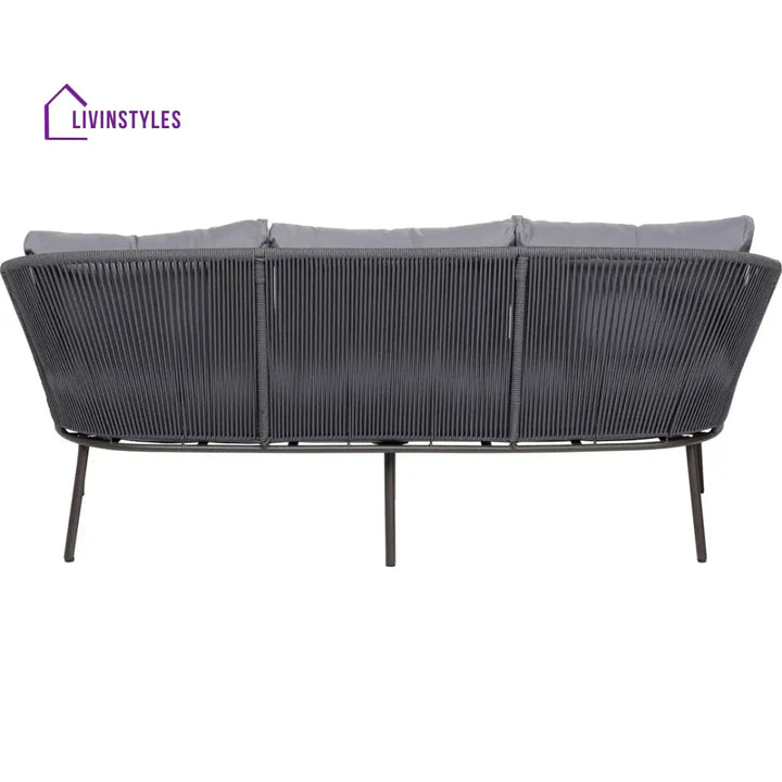 Karnika Outdoor Sofa Set 3 Seater 2 Single And 1 Center Table (Dark Grey)