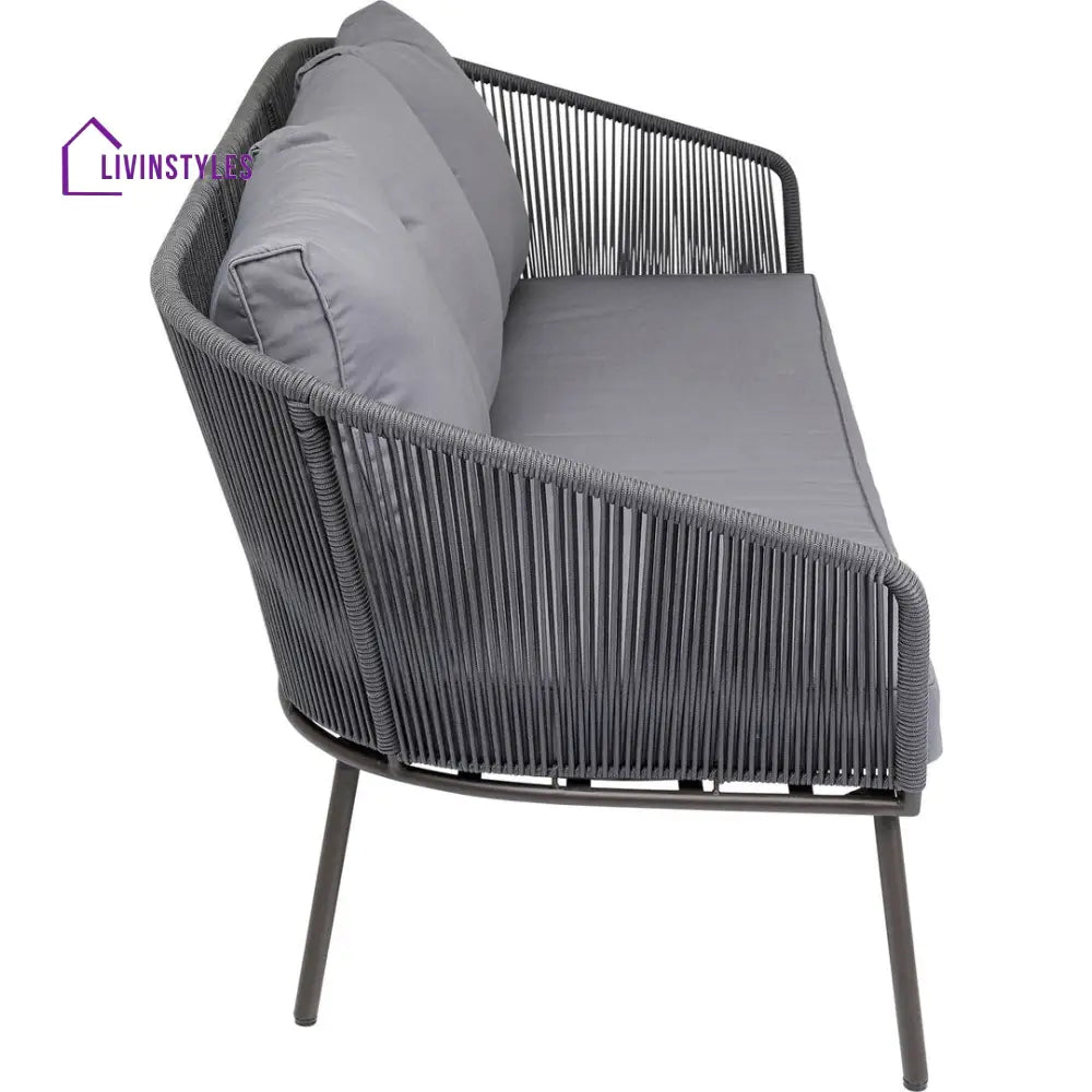 Karnika Outdoor Sofa Set 3 Seater 2 Single And 1 Center Table (Dark Grey)