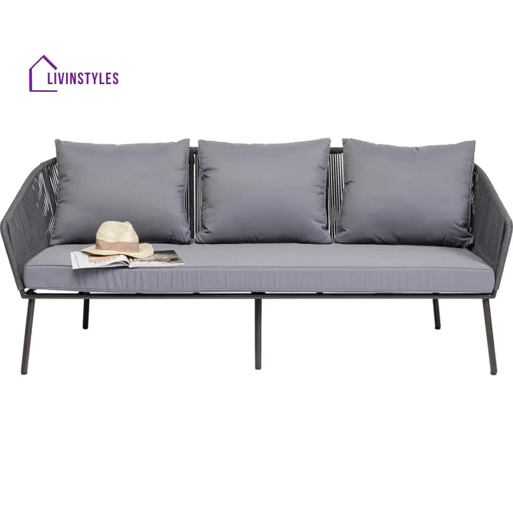 Karnika Outdoor Sofa Set 3 Seater 2 Single And 1 Center Table (Dark Grey)