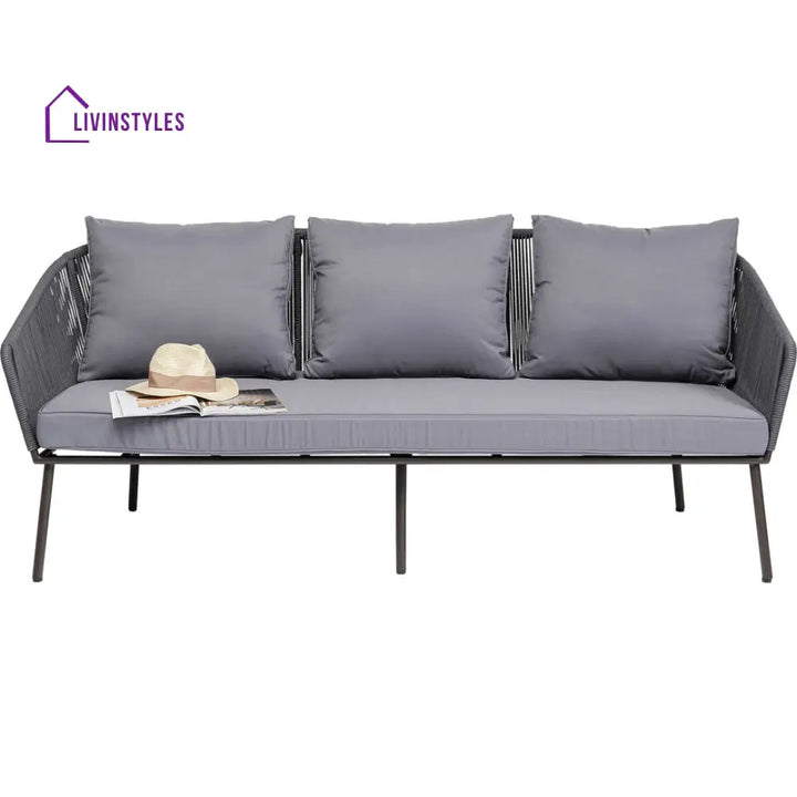 Karnika Outdoor Sofa Set 3 Seater 2 Single And 1 Center Table (Dark Grey)