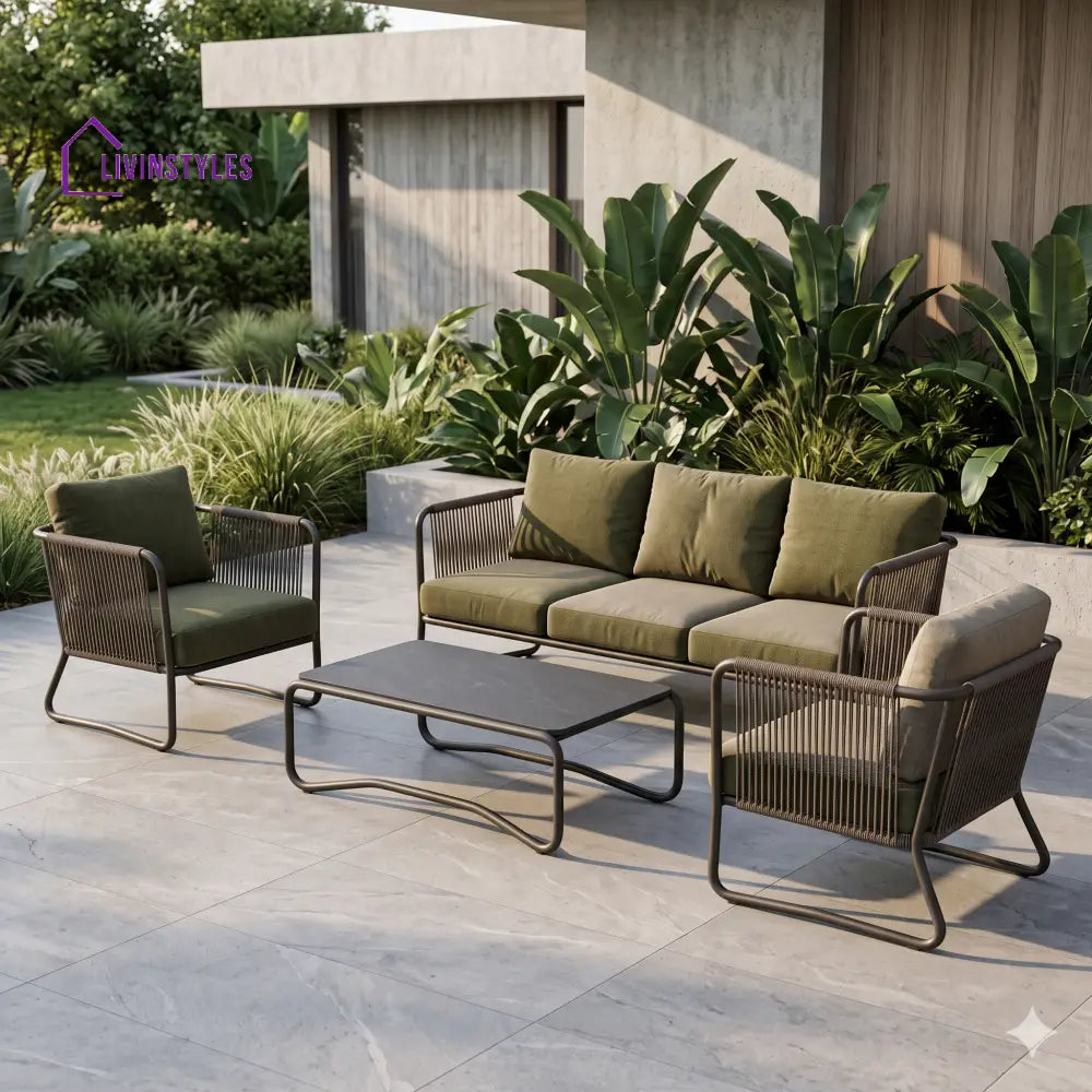 Karolina Premium MS Frame with Powder Coated Outdoor Sofa Set with Weather Proof Fabric