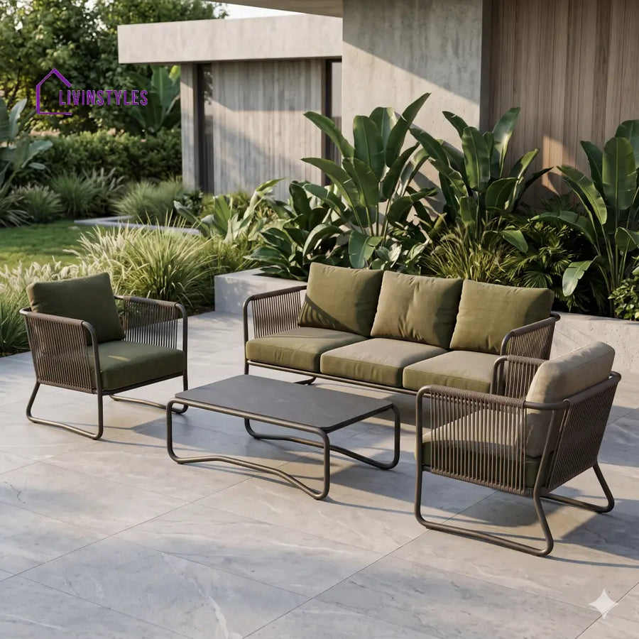 Karolina Premium MS Frame with Powder Coated Outdoor Sofa Set with Weather Proof Fabric