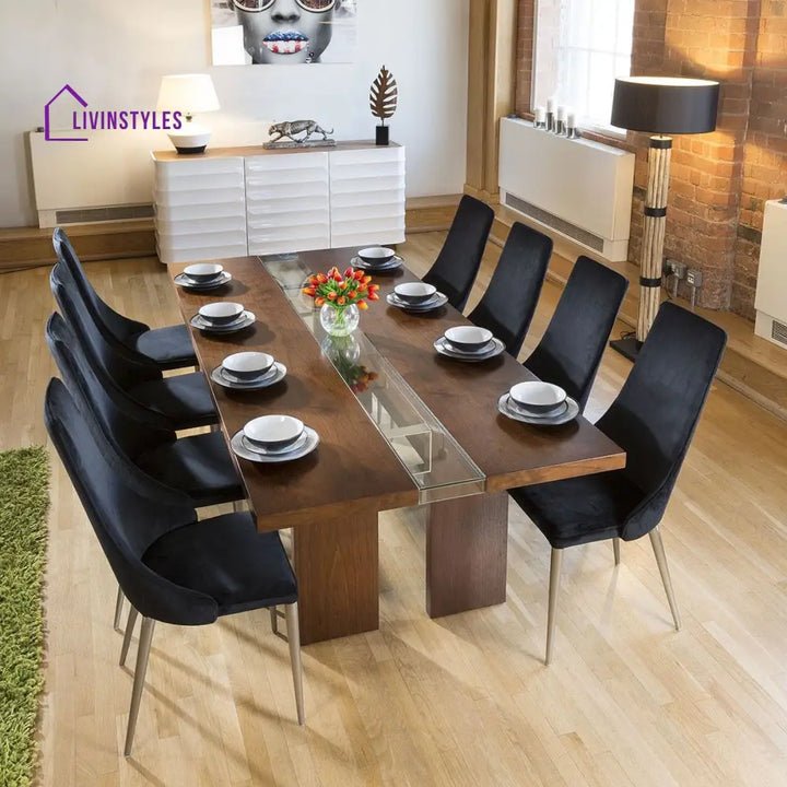 Karolina Set of 2 Sleek Velvet High Back Modern Dining Chairs Black Fabric Dining Room / Dining Chairs