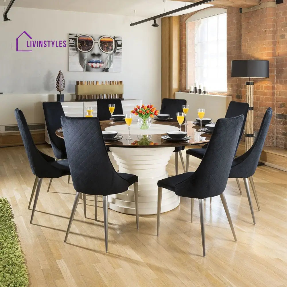 Karolina Set of 2 Sleek Velvet High Back Modern Dining Chairs Black Fabric Dining Room / Dining Chairs