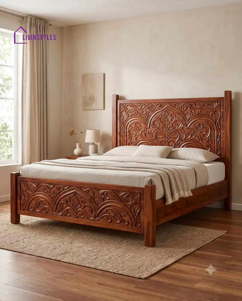 Karpagam Wooden Bed | Solid Wood Double Bed | Wooden King size bed & Wooden Queen size bed