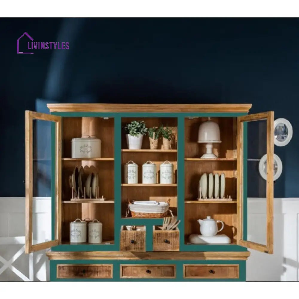 Kartik Whitewave Solid Wood Crockery Cabinet Green