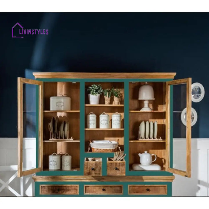 Kartik Whitewave Solid Wood Crockery Cabinet Green