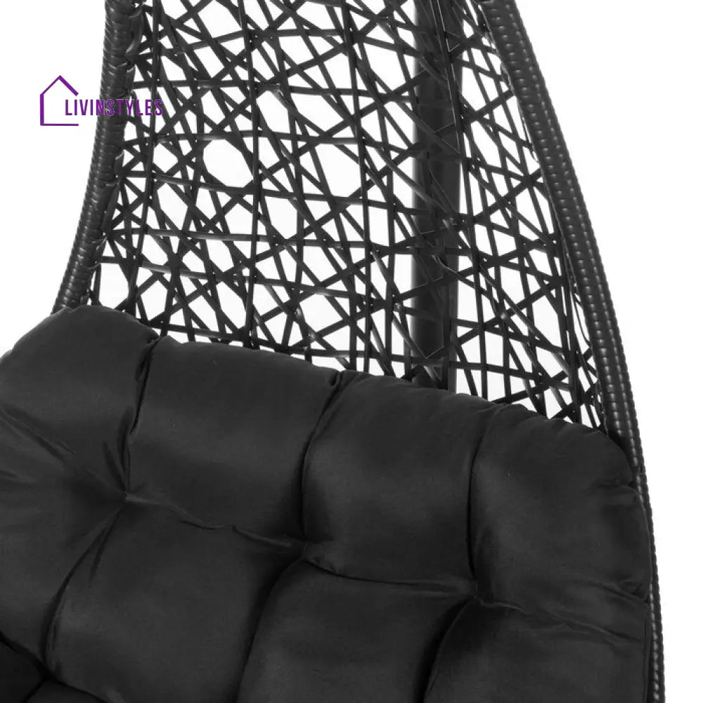 Kasa Single Seater Hanging Swing With Stand For Balcony Garden (Black) - Swings