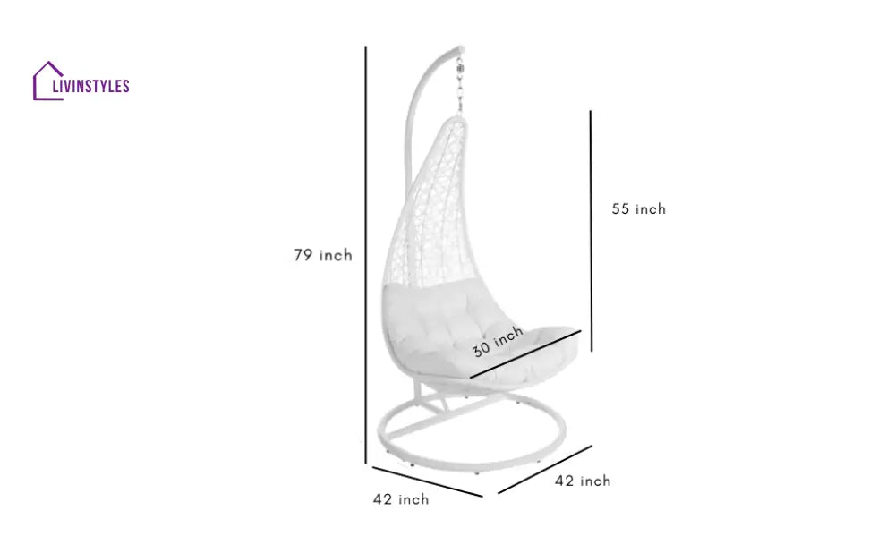 Kasa Single Seater Hanging Swing With Stand For Balcony Garden (Black) - Swings