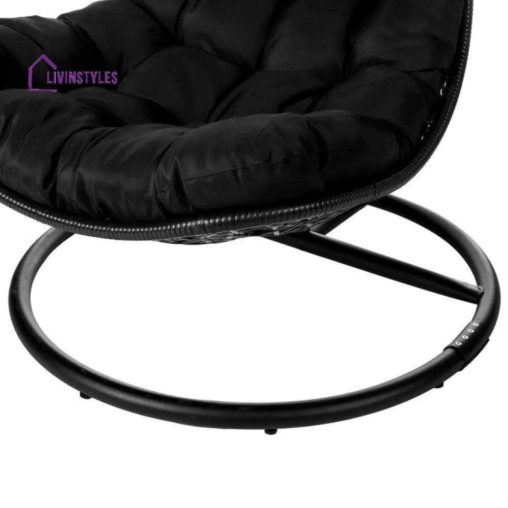 Kasa Single Seater Hanging Swing With Stand For Balcony Garden (Black) - Swings